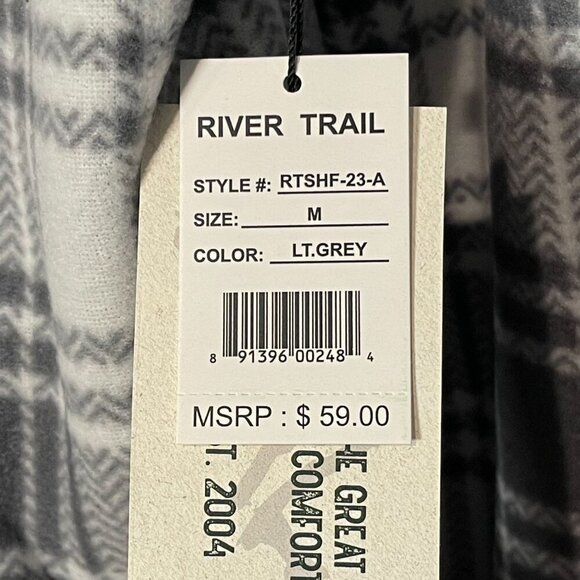 River Trail Mens Grey and White Plaid Fleece Lined Hoodie Jacket - NWT - Picture 2 of 5